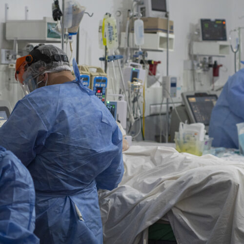 health care workers in intensive care unit