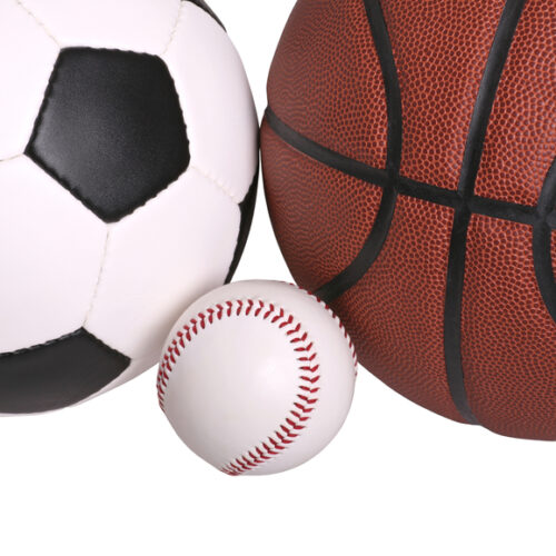 soccer balls, baseball, basketball