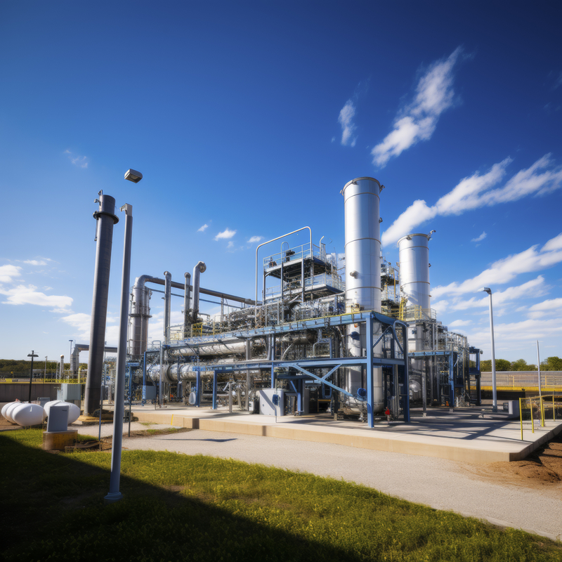 Photo of a carbon capture and sequestration facility in operation on a sunny day