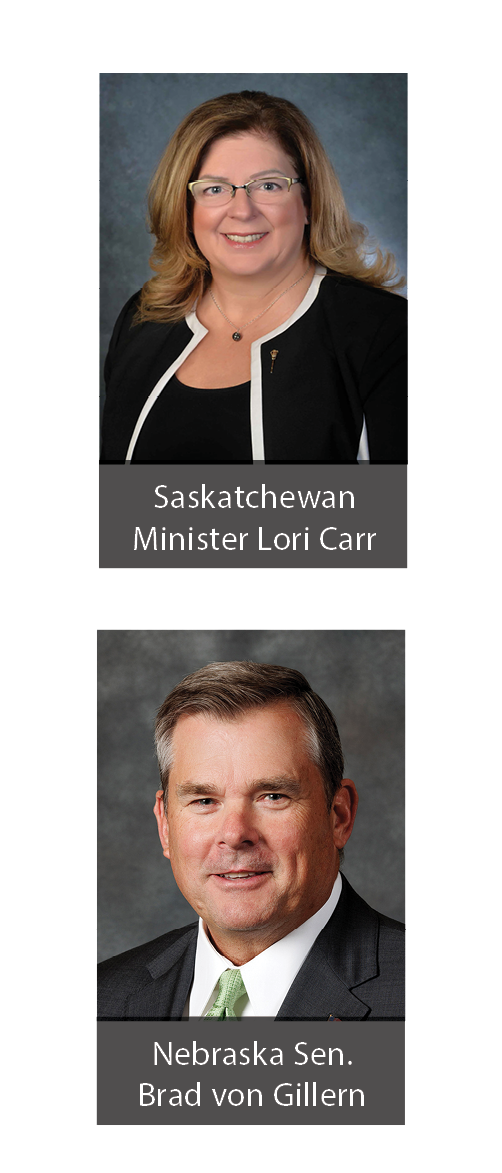 Photos of Saskatchewan Minister Lori Carr and Nebraska Sen. Brad von Gillern